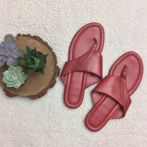 Vintage Red Sandals | Crocodile Print